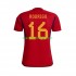Camisola Espanha RODRIGO 16 Homem Equipamento Primeiro Copa do Mundo 2022 Manga Curta